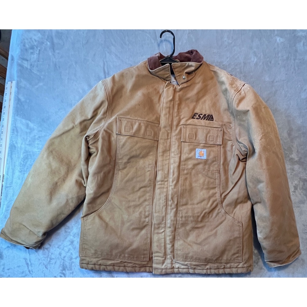 Carhartt Traditional Coat Men Large Brown C003 Duck Canvas Quilt Work Jacket